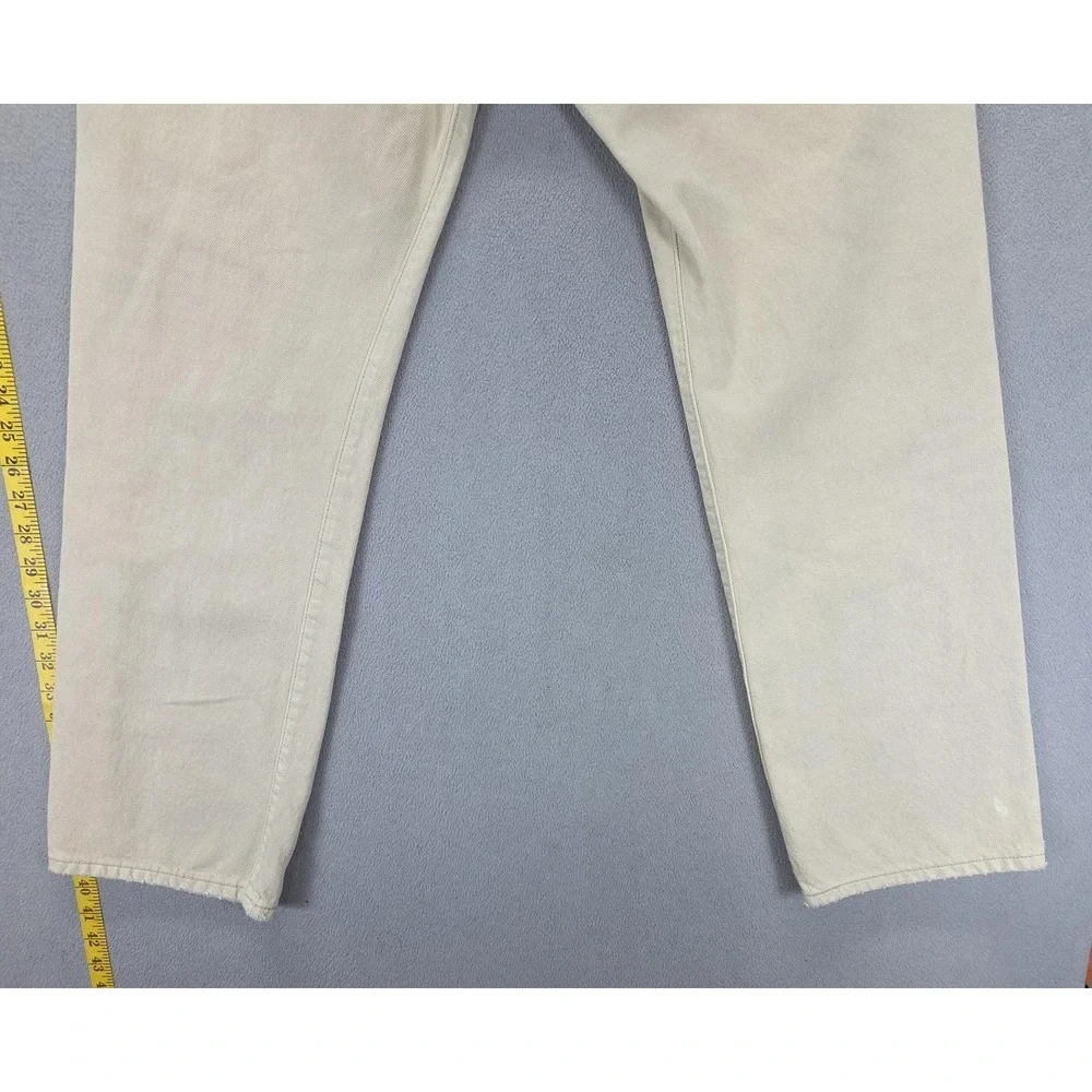 VTG Levis 501 Jeans Mens Cream Light Wash Straight Regular Button Fly Fits 28x28